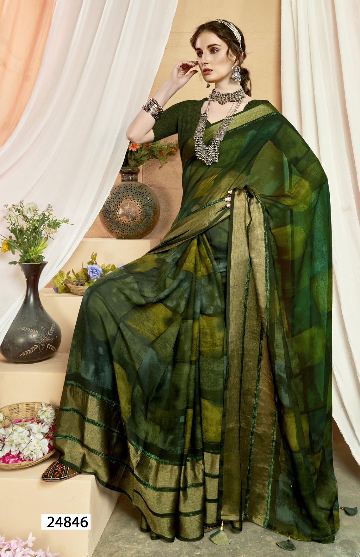 Waterfall Vol 12 By Vallabhi Printed Designer Chiffon Sarees Wholesale Shop In Surat